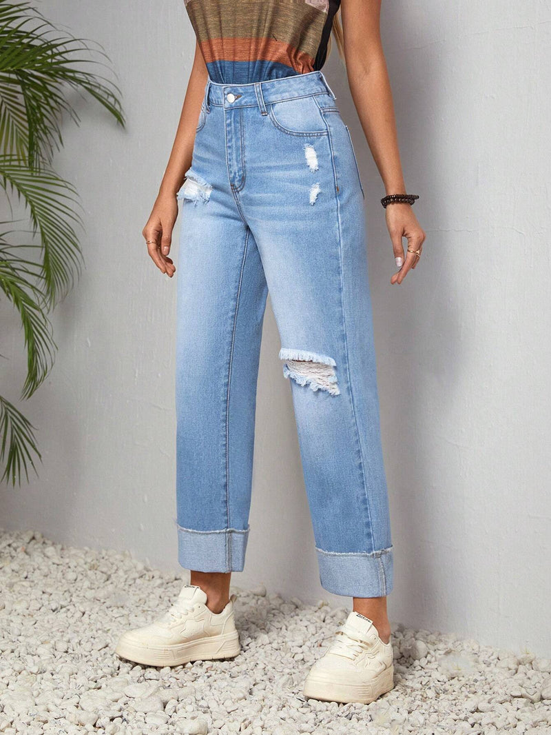 EZwear Pantalones Jeans Casuales Desgastados