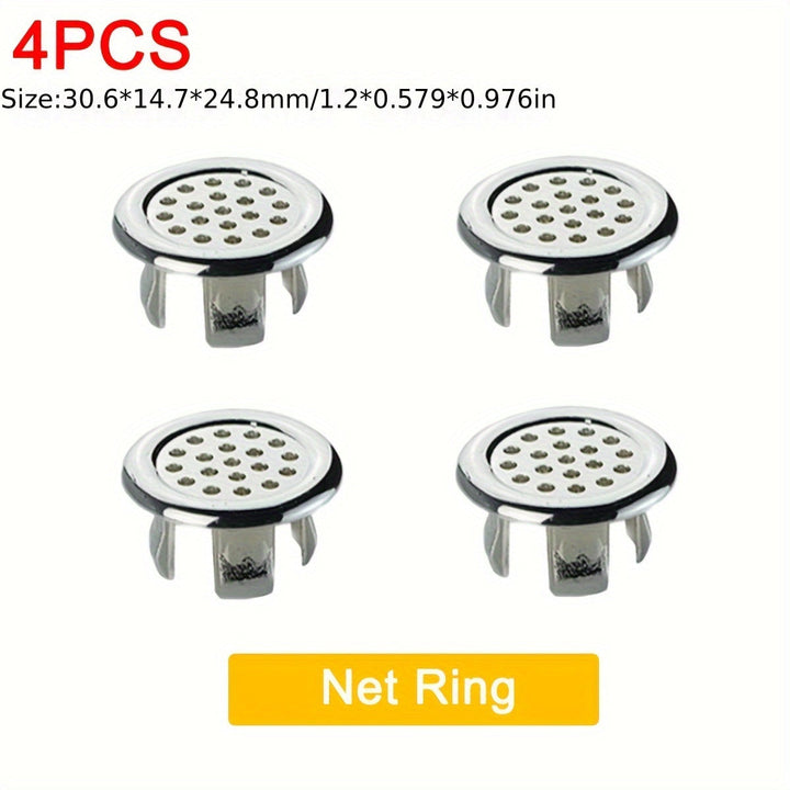 2/4pcs Anillo de Desbordamiento de Baño de Plástico, Anillo Redondo para Lavabo de 22-24mm, Anillo de Desbordamiento Electrochapado, Accesorios de Tapa de Orificio Cromado