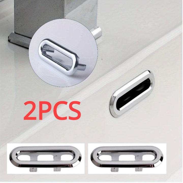 2pcs/Pack Anillo de Cobertura para Desbordamiento del Fregadero de Baño, Inserción de Reemplazo para Desbordante, Tapa Redonda Cromada para Agujero de Drenaje, Accesorio para Lavabo