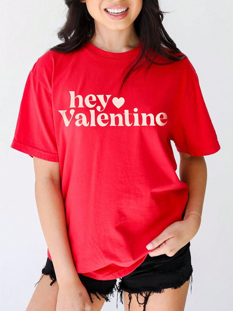 Camiseta De Manga Corta Holgada Con Estampado De San Valentin