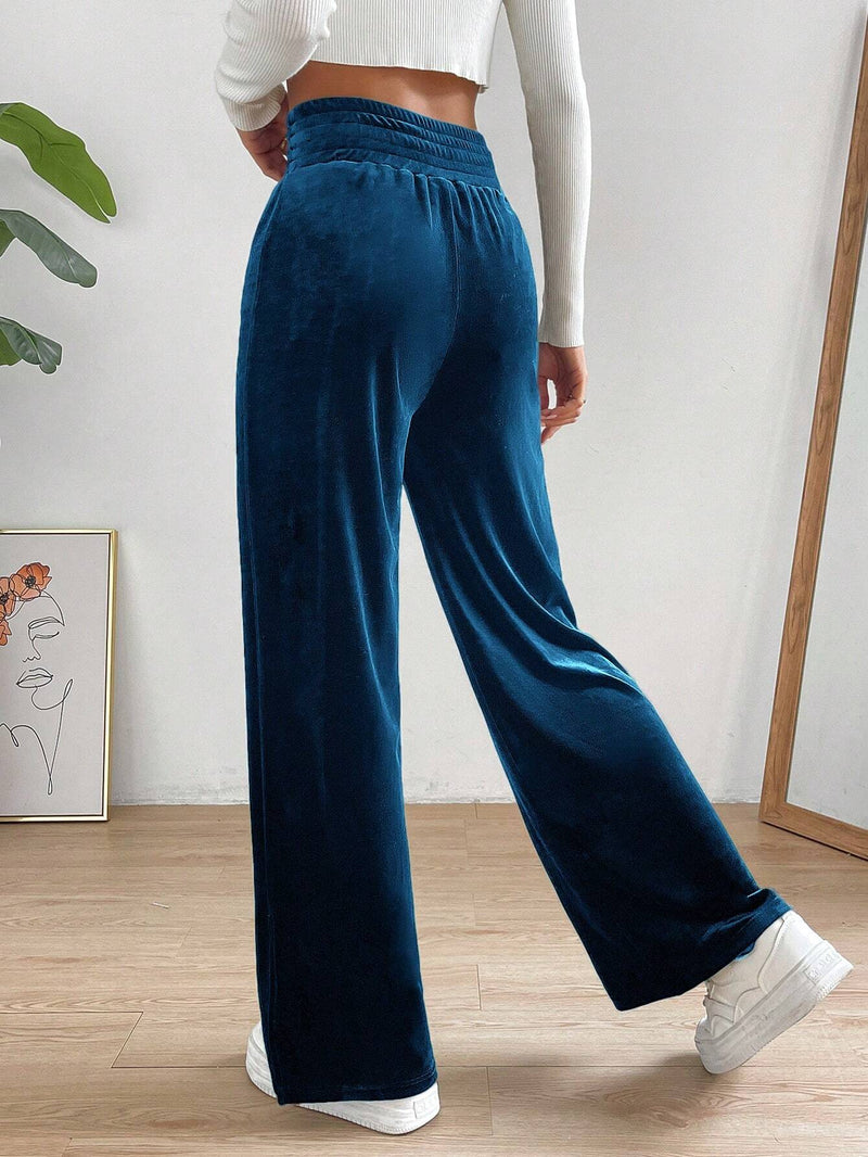 Essnce Pantalones Acampanados De Terciopelo Con Abertura Alta Para Mujer