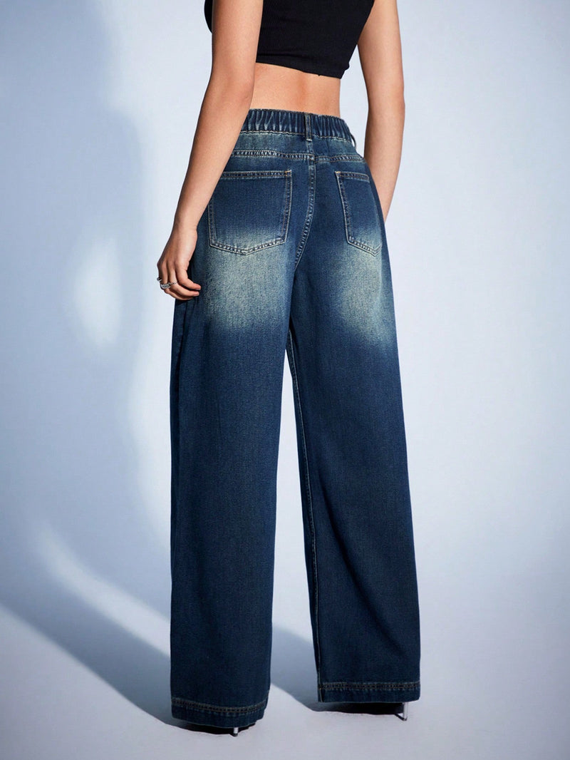 Forever 21 Jeans De Pierna Recta Con Bolsillo En Diagonal