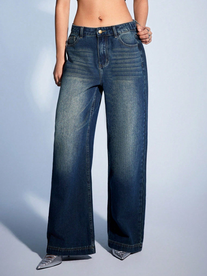 Forever 21 Jeans De Pierna Recta Con Bolsillo En Diagonal