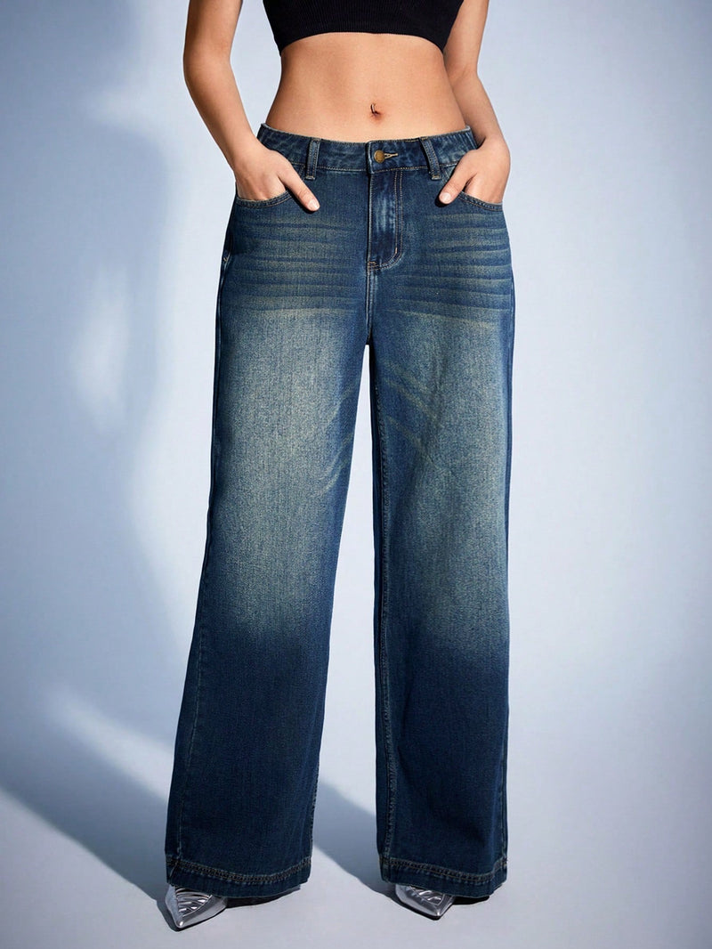 Forever 21 Jeans De Pierna Recta Con Bolsillo En Diagonal