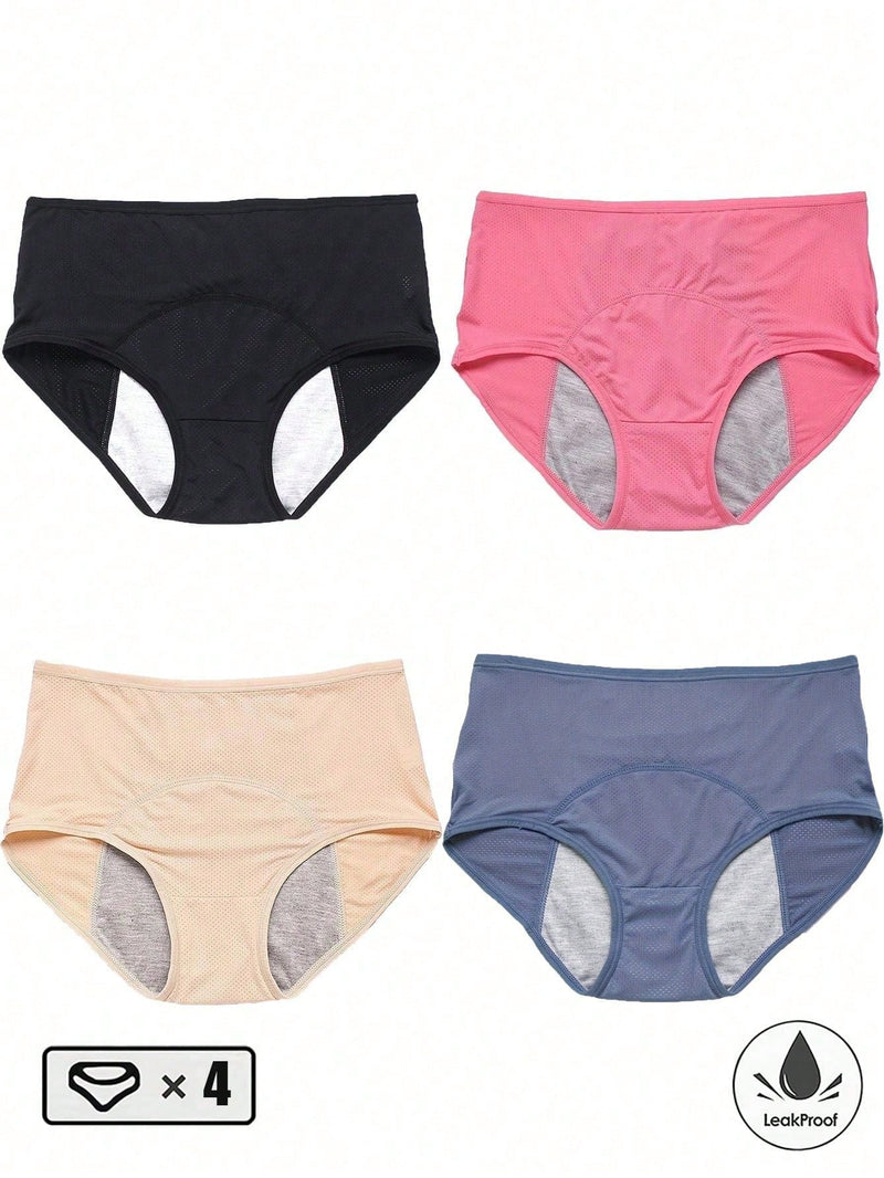 4 piezas de mujeres de malla elastico Braguitas - confortable & transpirable prueba de fugas fisiologico Lenceria & Ropa interior