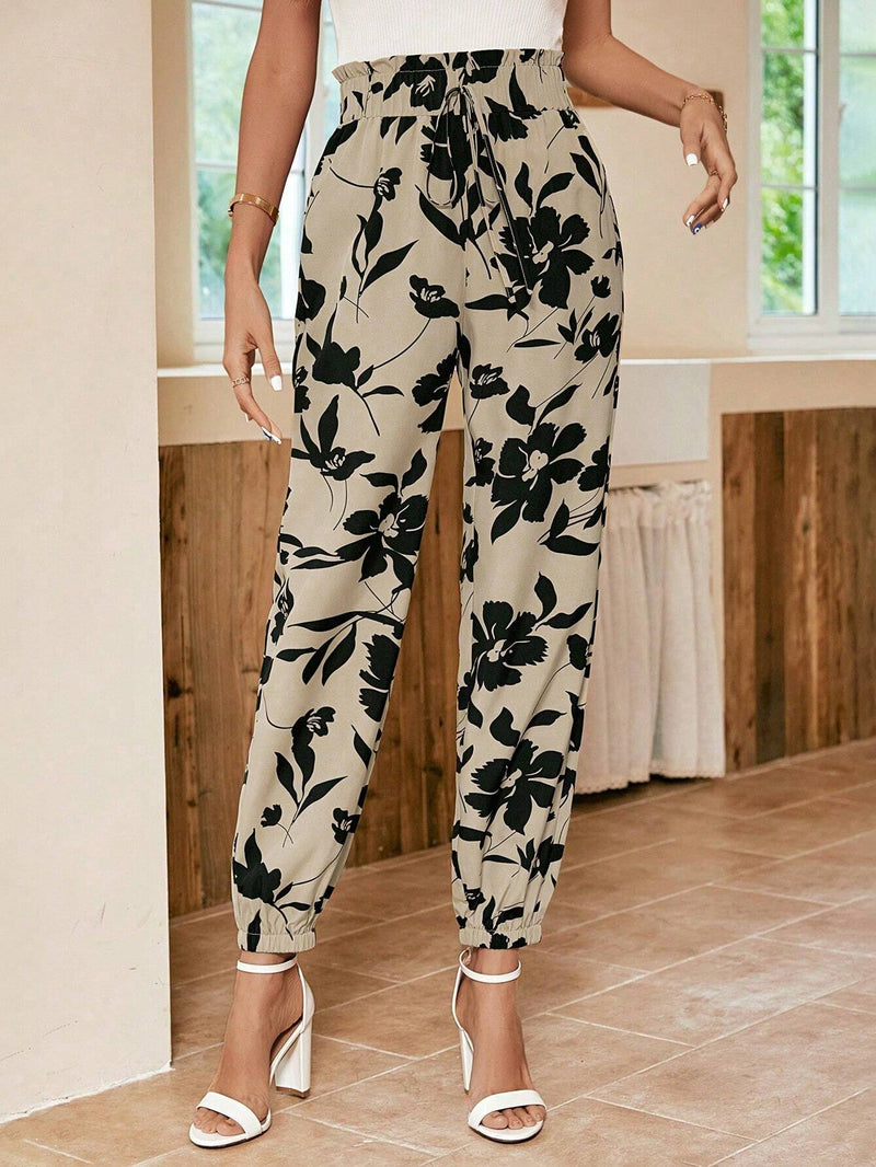 LUNE Pantalones Casuales Con Forma De Zanahoria Estampados Para Mujeres En Primavera