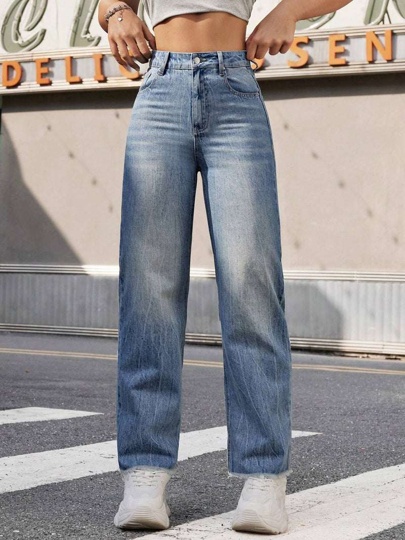 EZwear Jeans Rectos Retro Para Mujer