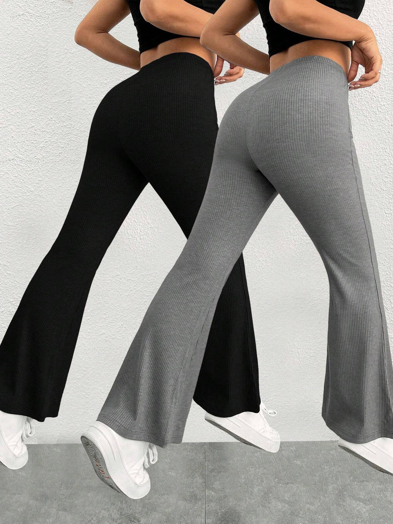 PETITE 2 Piezas/set Pantalones De Pierna Acampanada De Cintura Alta