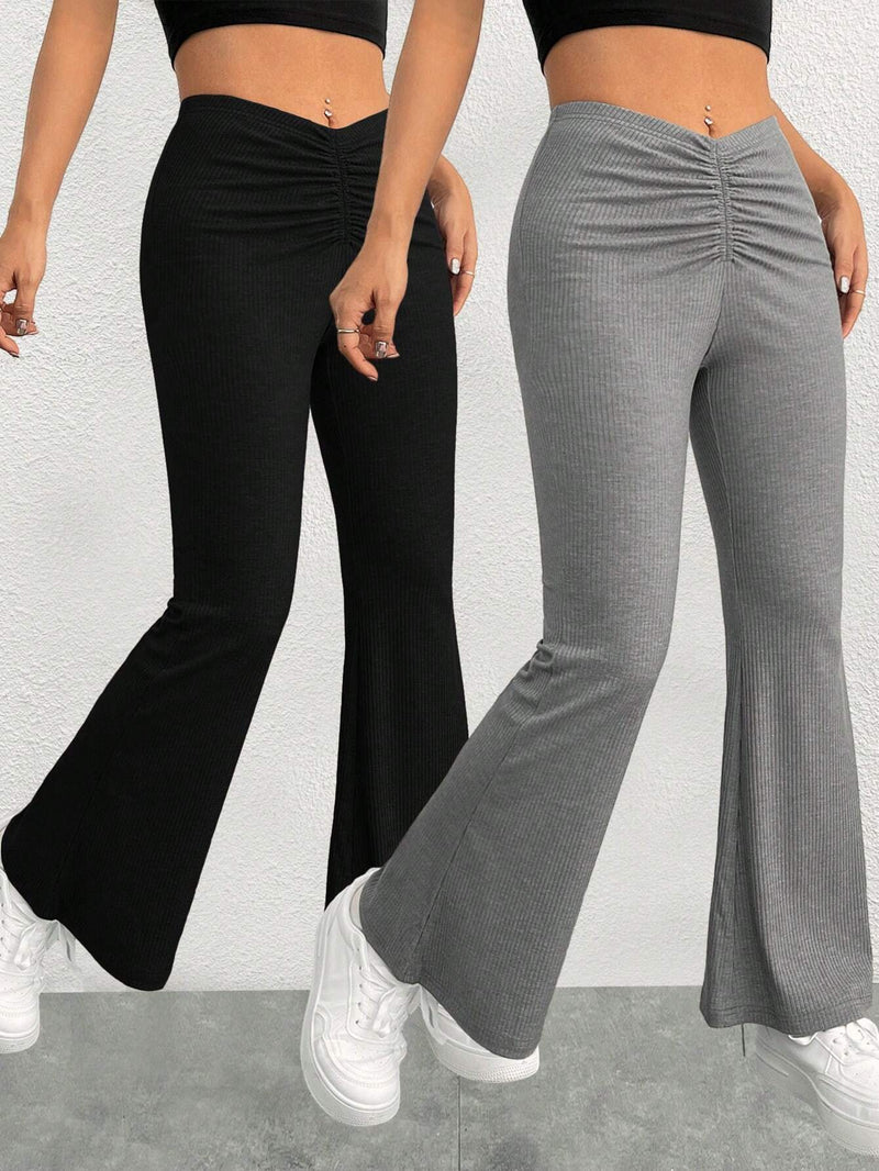 PETITE 2 Piezas/set Pantalones De Pierna Acampanada De Cintura Alta