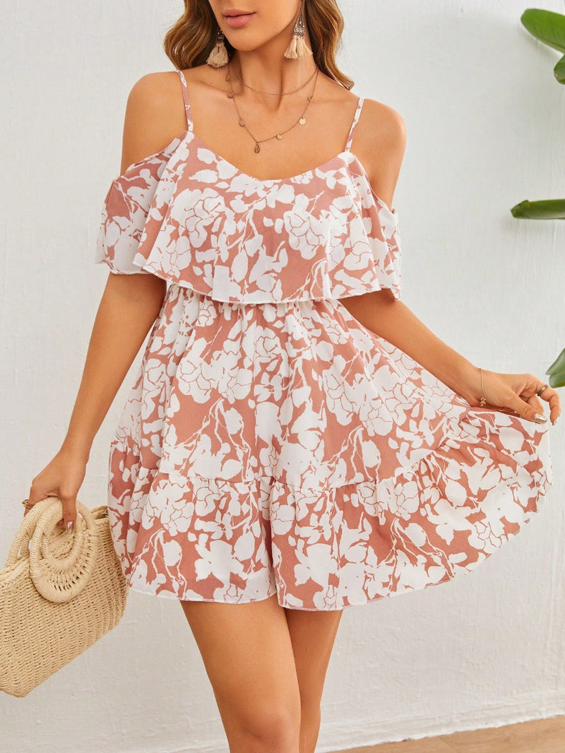 Vcay vestido de verano sin hombros con estampado floral para mujeres