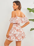 Vcay vestido de verano sin hombros con estampado floral para mujeres