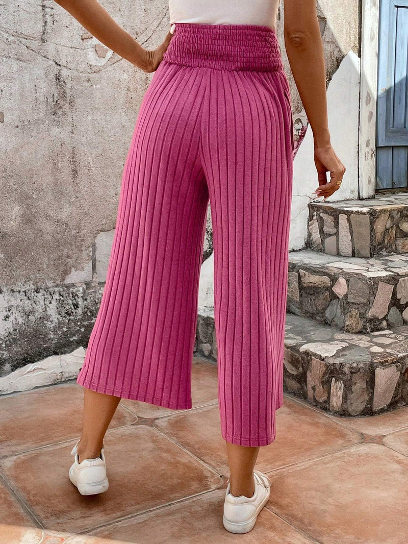 LUNE Pantalones Cortos De Pierna Ancha Para Mujer Con Cintura Fruncida