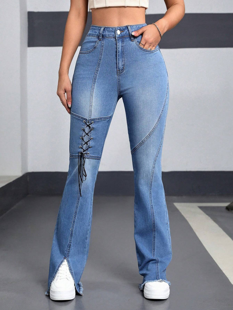 EZwear Vaqueros De Mujer Con Cinturon De Hebilla De Estilo Denim