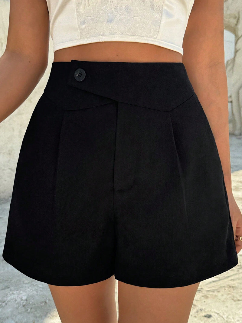 Essnce Shorts De Corte Holgado Para Mujer Con Detalle Abrochado