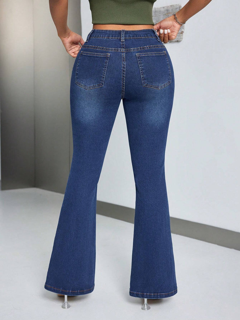 SXY Jeans Acampanados Con Bolsillos Para Mujer