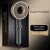 1pc, Cabezal de Ducha de Alta Presión con Tres Modos - Ahorro de Agua, Rociador Manual Ajustable, 5 Modos para una Experiencia Mejorada, Montaje en Pared, Diseño Redondo, Accesorio Moderno para Baño | Duradero y Resistente