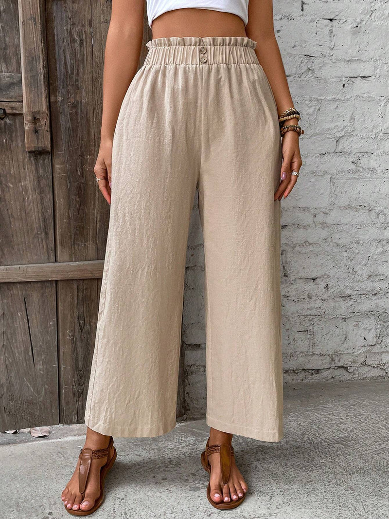 LUNE Pantalones De Pierna Ancha Y Ajuste Holgado Con Cintura Elastica Para Mujer