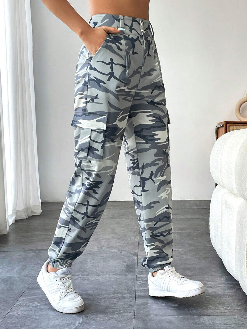 EZwear Pantalones De Carga De Camuflaje Para Mujer