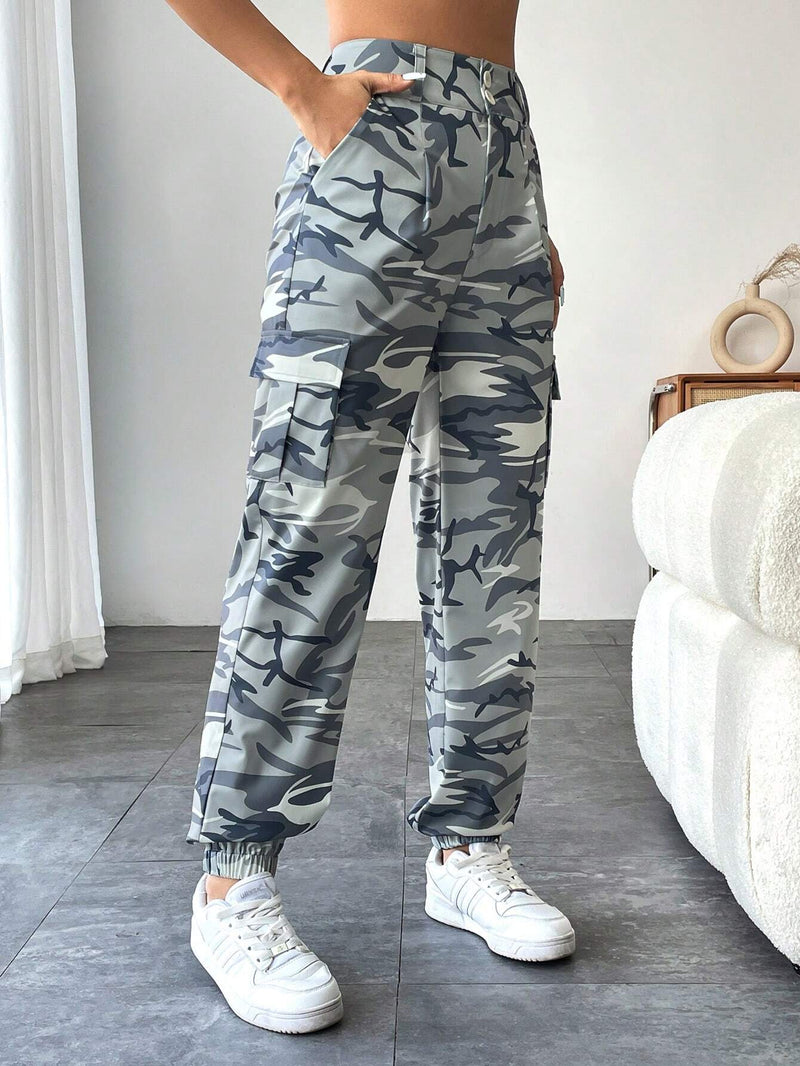 EZwear Pantalones De Carga De Camuflaje Para Mujer