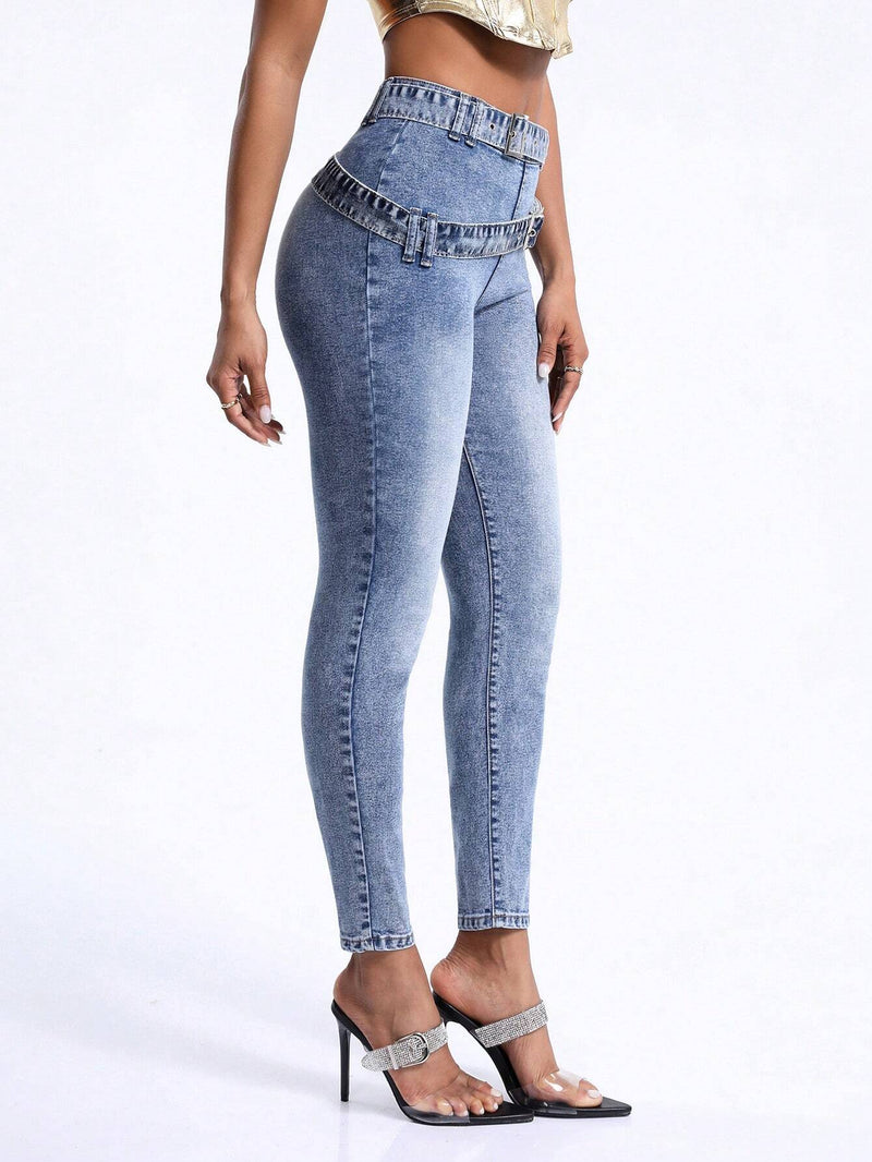 BAE Jeans Ajustados Con Diseno De Cinturon Doble