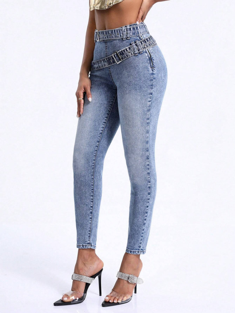 BAE Jeans Ajustados Con Diseno De Cinturon Doble