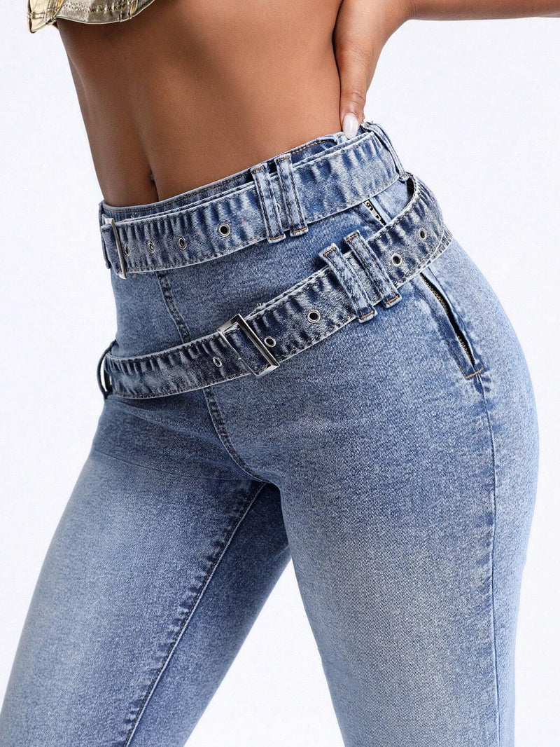 BAE Jeans Ajustados Con Diseno De Cinturon Doble