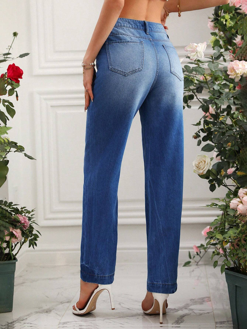 Prive Jeans De Pierna Recta Devastados Para Mujer