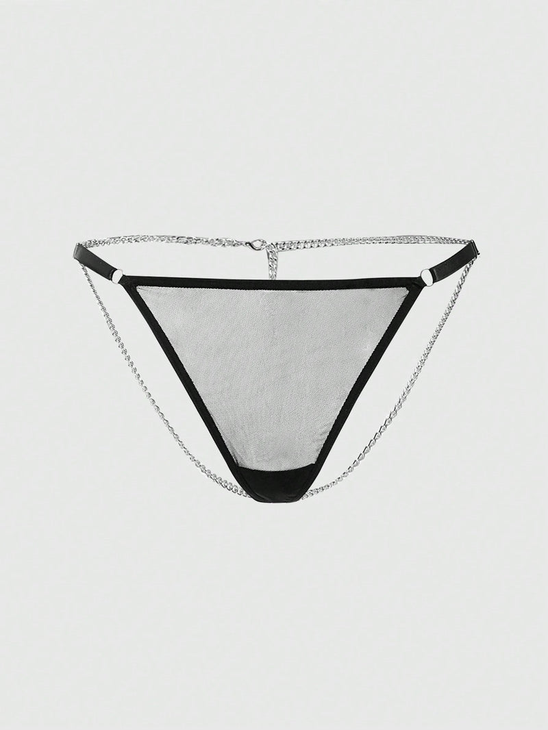 ROMWE Goth Bragas Tipo Tanga Con Detalle De Cadena Y Mariposa Estilo Gotico Para Mujer