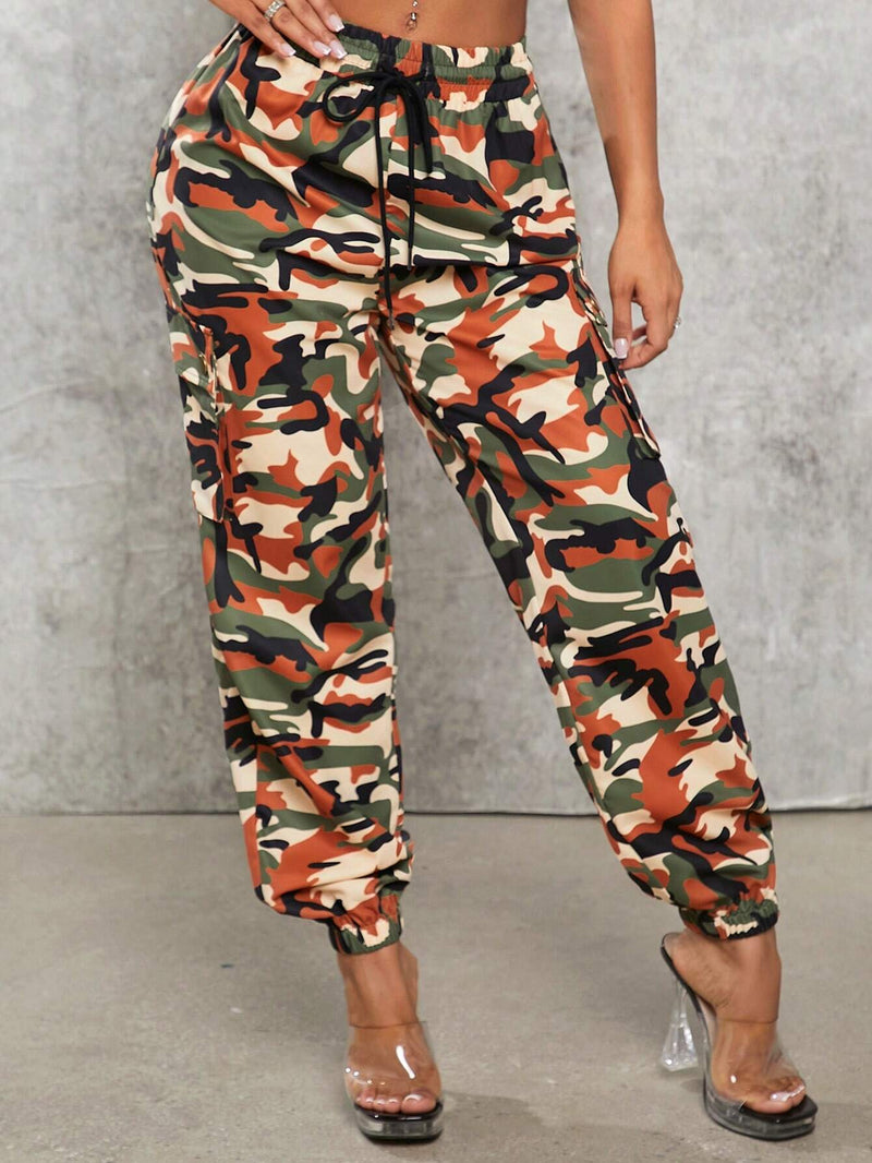 SXY Pantalones De Carga De Camuflaje Para Mujer Sin Elastico