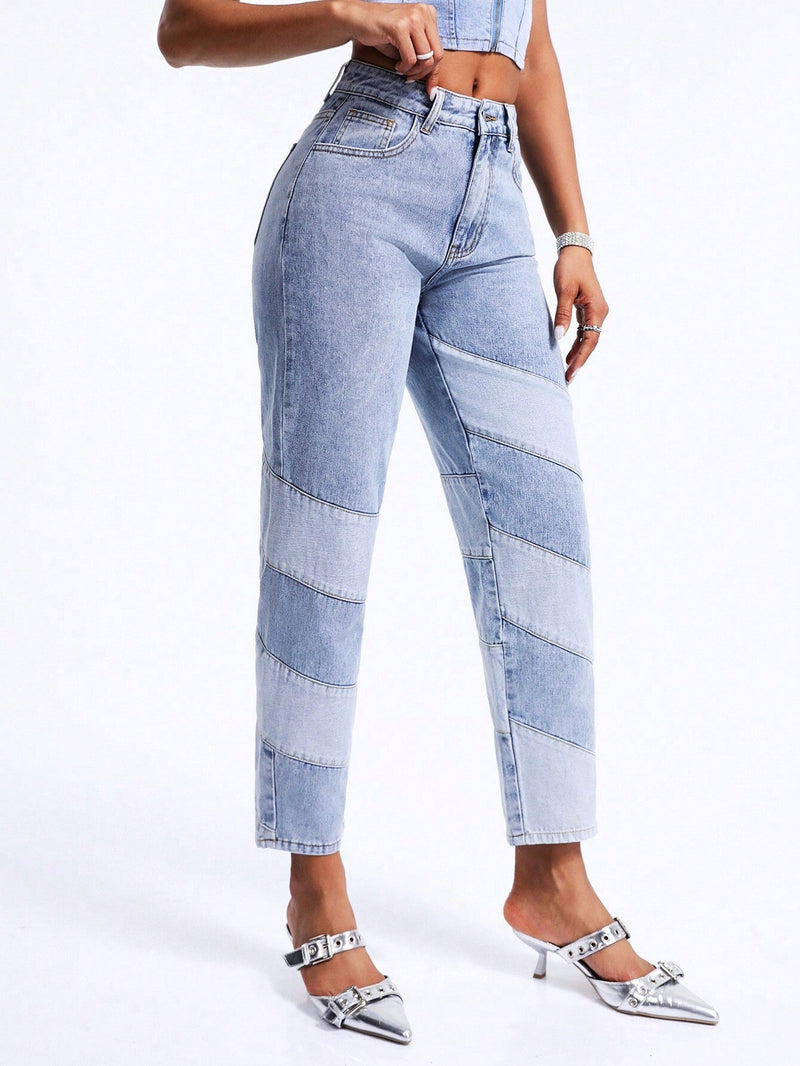 BAE Jeans Con Diseno De Bloques De Color En Corte Conico