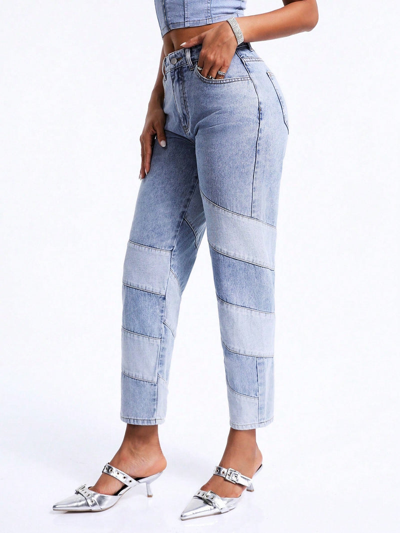 BAE Jeans Con Diseno De Bloques De Color En Corte Conico