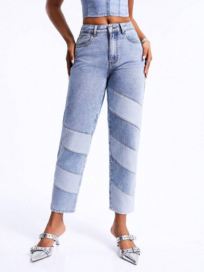 BAE Jeans Con Diseno De Bloques De Color En Corte Conico