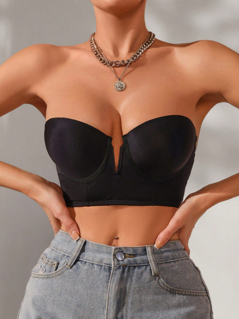 Sujetador bandeau de cuello muesca para mujer