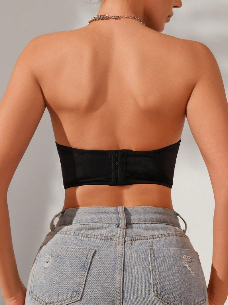 Sujetador bandeau de cuello muesca para mujer