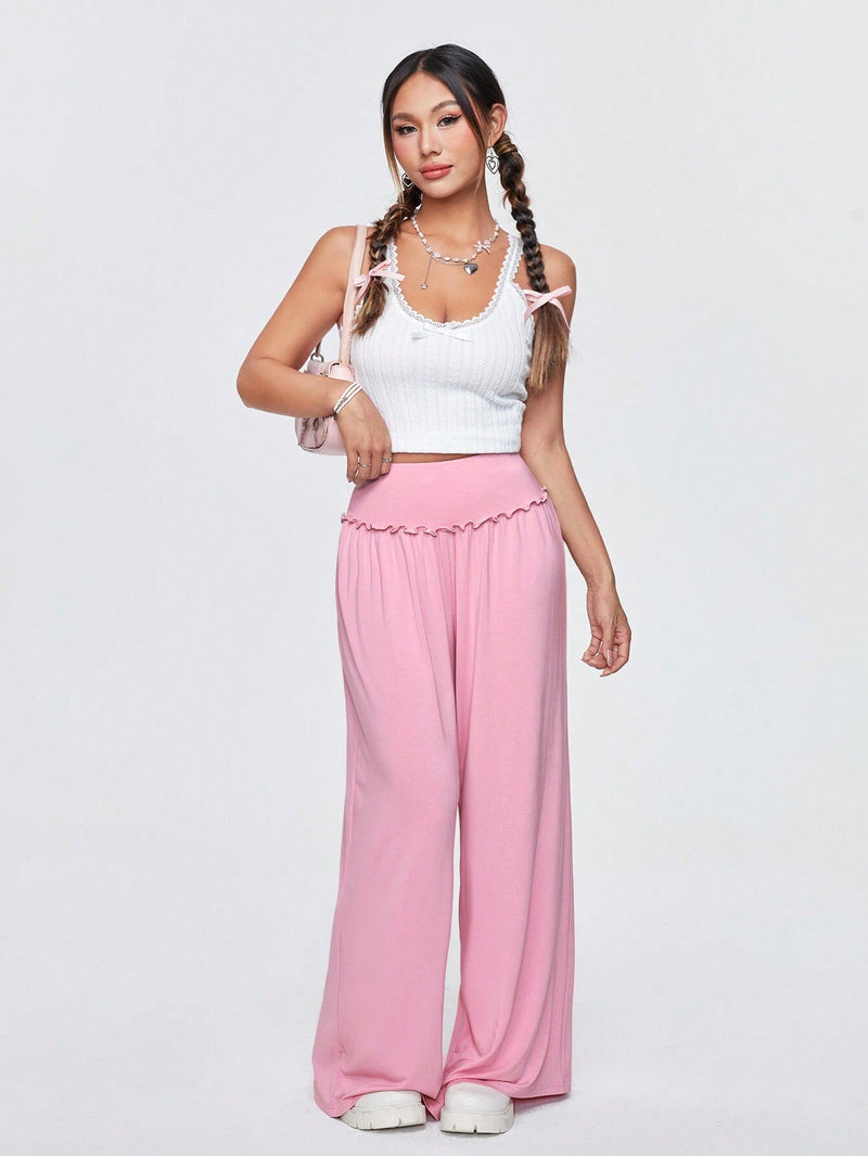 Qutie Pantalones De Talle Ancho Holgado Para Mujer