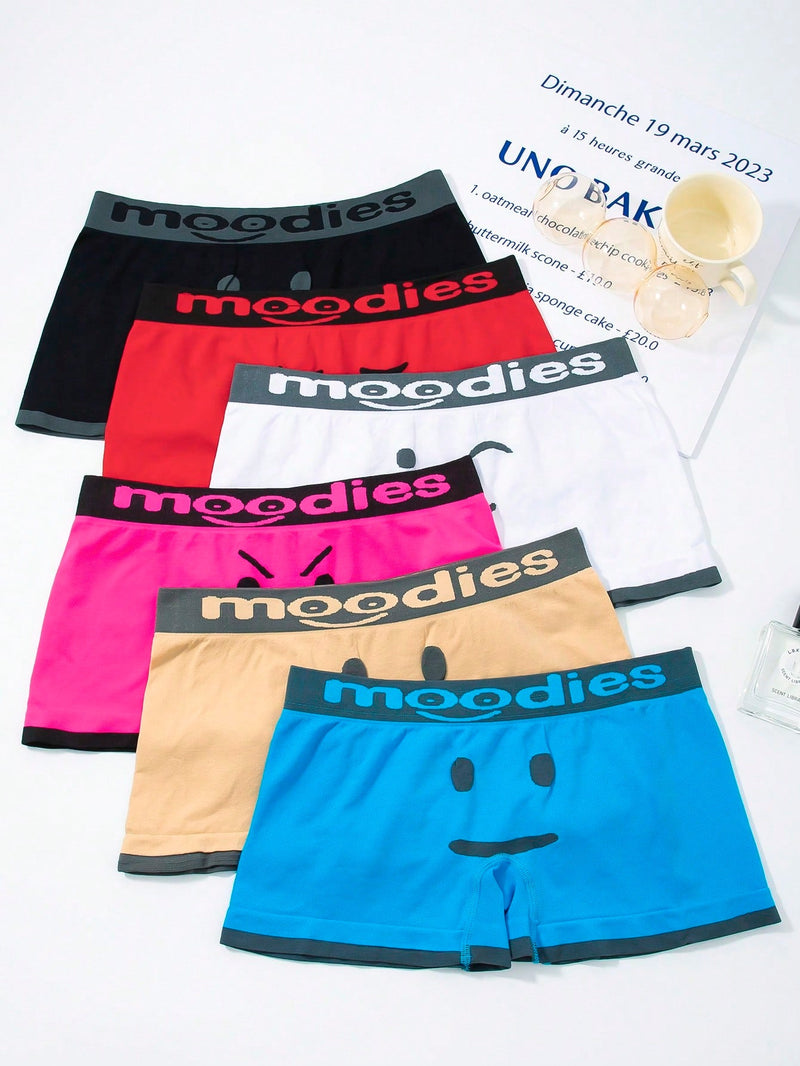 6 Piezas Panties Pantalones Cortos De Cintura Media Para Mujer