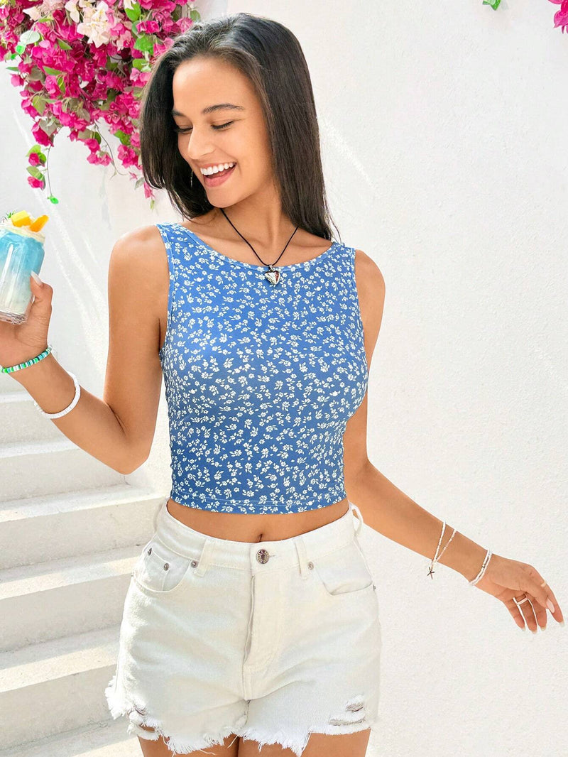 WYWH Blusa De Mujer Con Estampado Floral Y Decoracion De Lazo En La Parte Trasera