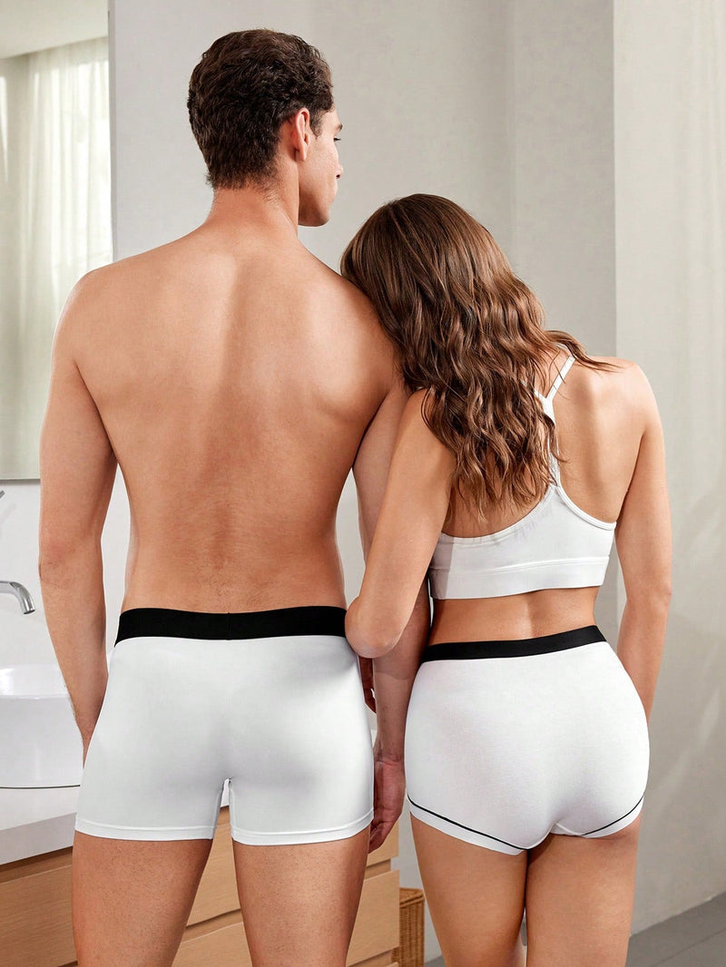 CoupledUp 3 Piezas/set Bragas Tipo Boxer Para Mujer De Contraste Con Patron De Letras