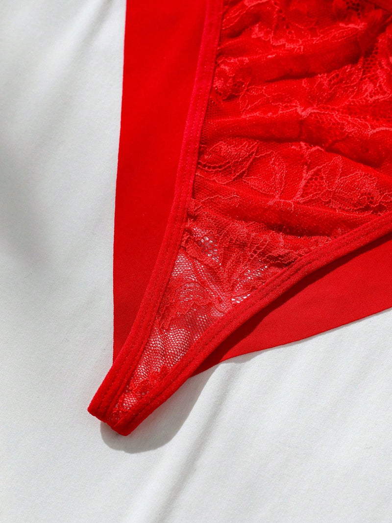 Panties Triangulares De Encaje Y Parche Para Mujeres