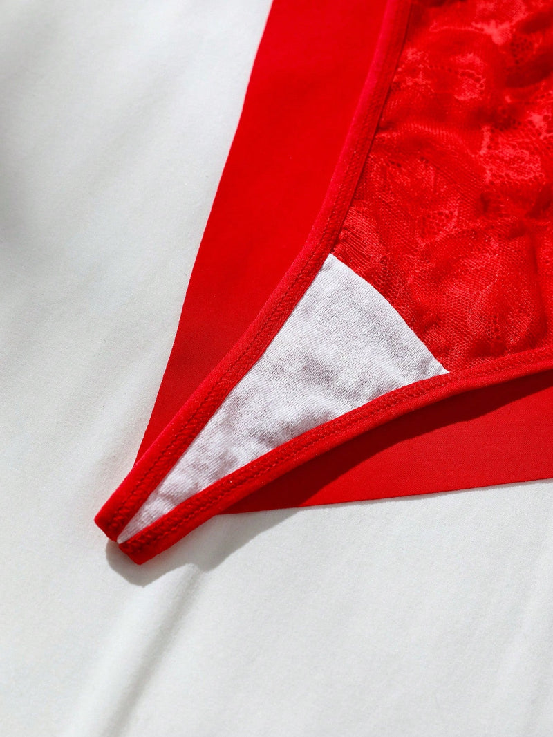 Panties Triangulares De Encaje Y Parche Para Mujeres