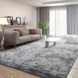 Alfombra de Área Chic en Gris Tie-Dye - Mezcla de Poliéster Suave, Lavable a Máquina para Sala de Estar, Guardería, Decoración de Dormitorio