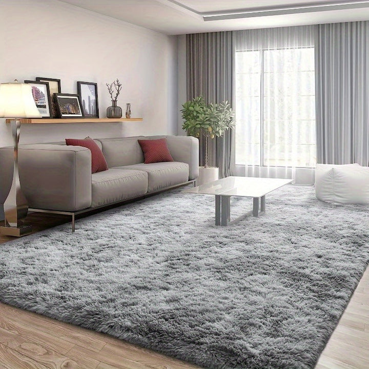 Alfombra de Área Chic en Gris Tie-Dye - Mezcla de Poliéster Suave, Lavable a Máquina para Sala de Estar, Guardería, Decoración de Dormitorio