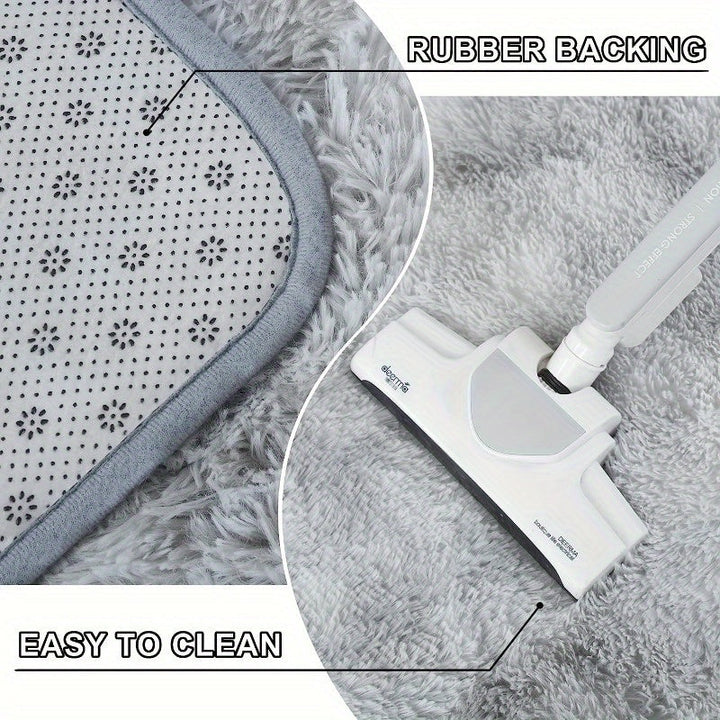 Alfombra de Área Chic en Gris Tie-Dye - Mezcla de Poliéster Suave, Lavable a Máquina para Sala de Estar, Guardería, Decoración de Dormitorio