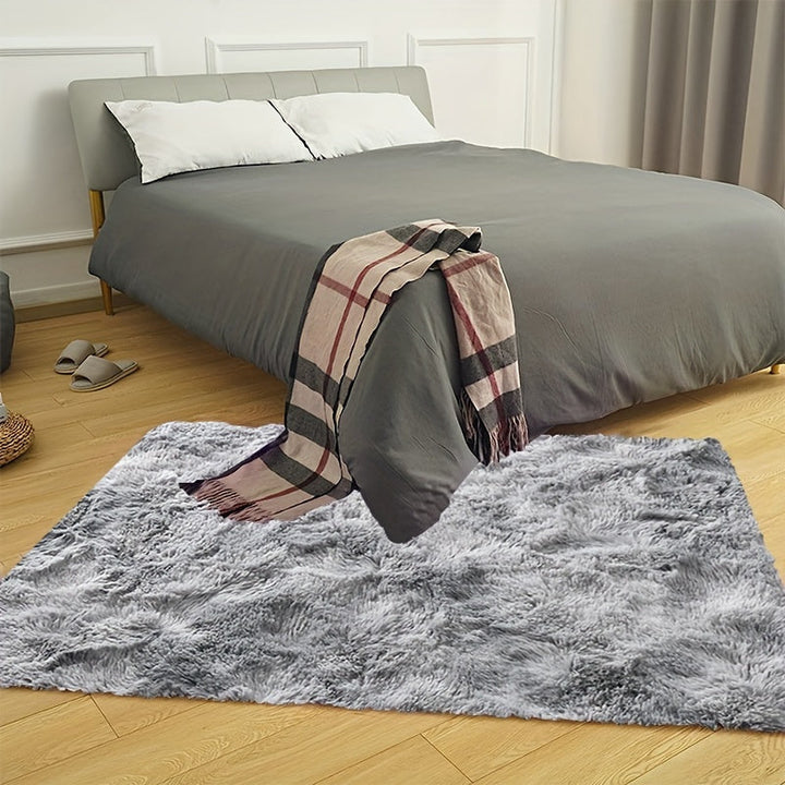 Alfombra de Área Chic en Gris Tie-Dye - Mezcla de Poliéster Suave, Lavable a Máquina para Sala de Estar, Guardería, Decoración de Dormitorio
