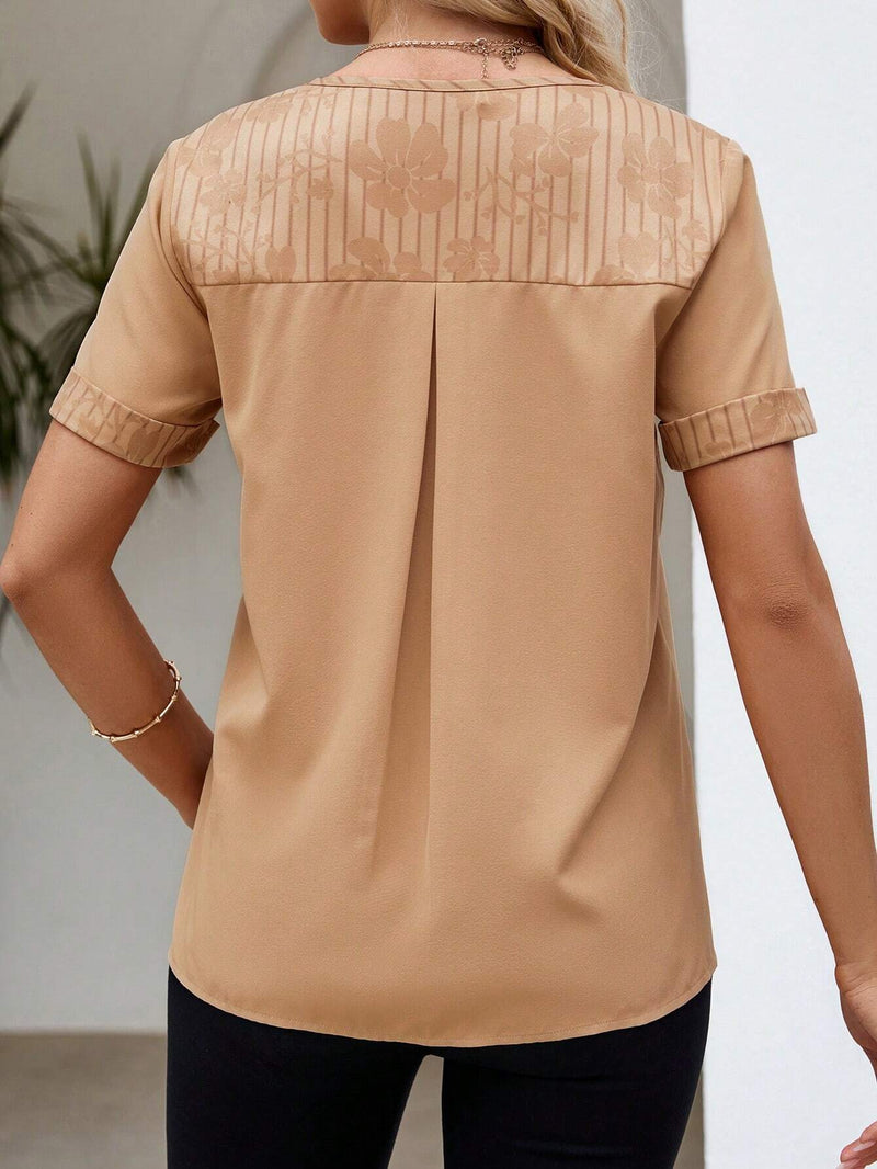 Camisa De Mujer Con Cuello En V Y Manga Corta