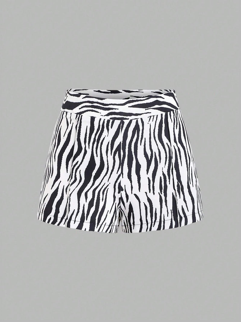 NEW  Coolane Shorts De Cintura Elastica Con Estampado De Cebra Para Mujer