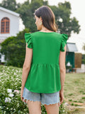 Frenchy Blusa Corta Con Cuello En V Y Manga Voladora
