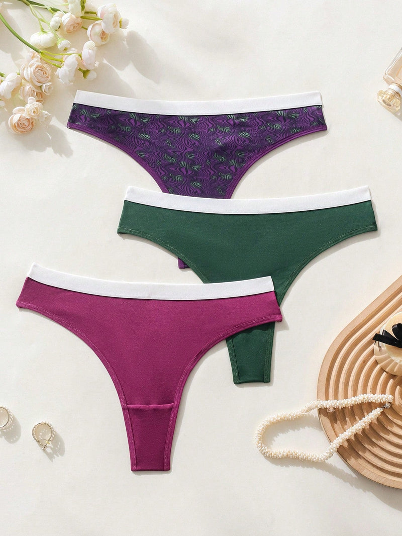 Fondo De Bikini Tanga Con Bloque De Color Para Mujer