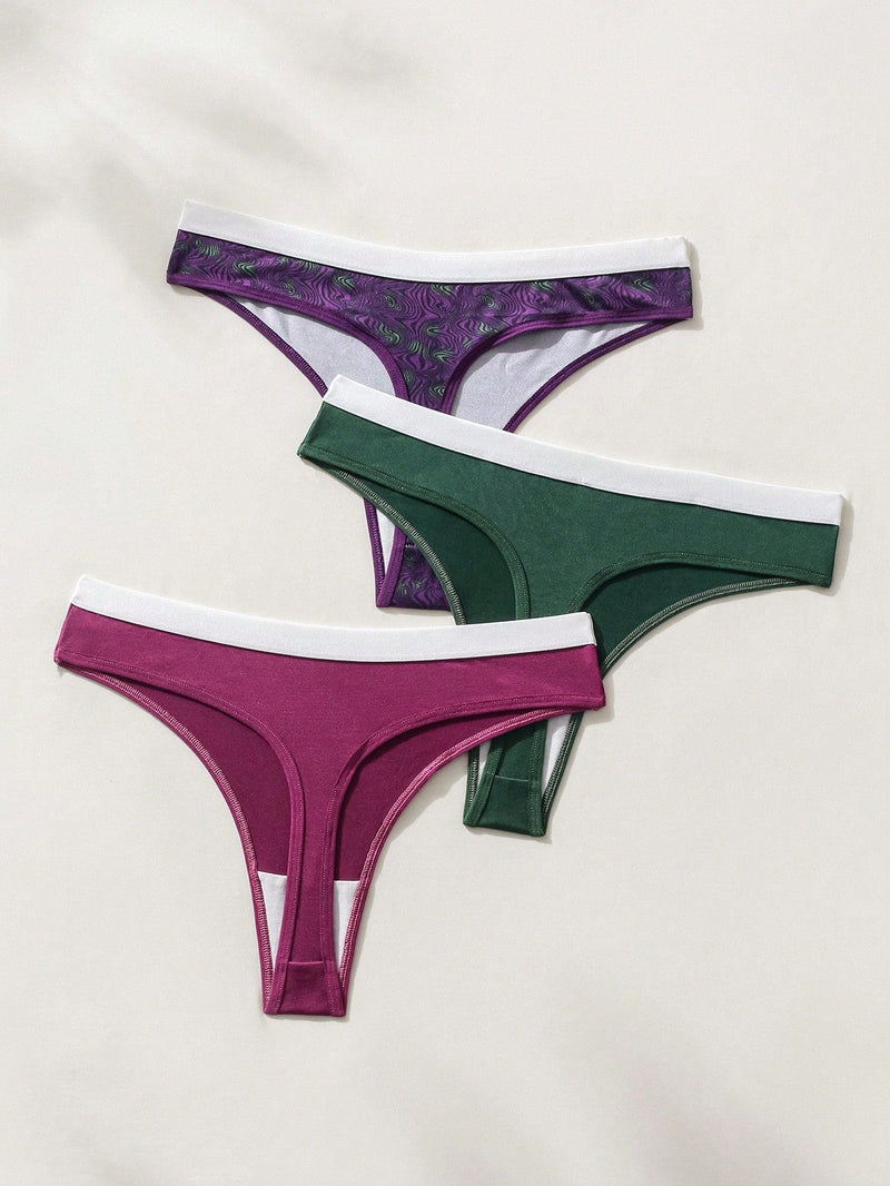 Fondo De Bikini Tanga Con Bloque De Color Para Mujer