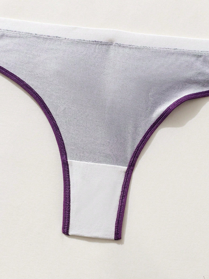 Fondo De Bikini Tanga Con Bloque De Color Para Mujer